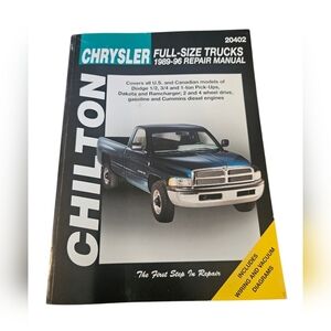 Chilton Chrysler Full Size Trucks 1989-1996 Repair Manual Dodge Ram Dakota